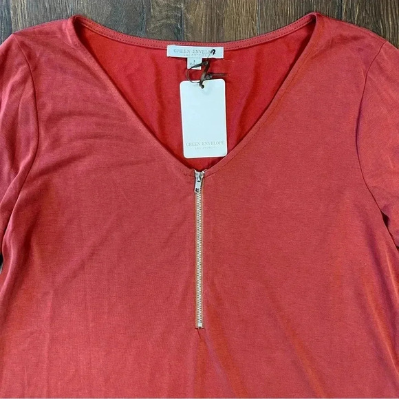 🆕 Green Envelope rust zipper shirt SZ LG - Picture 2 of 4